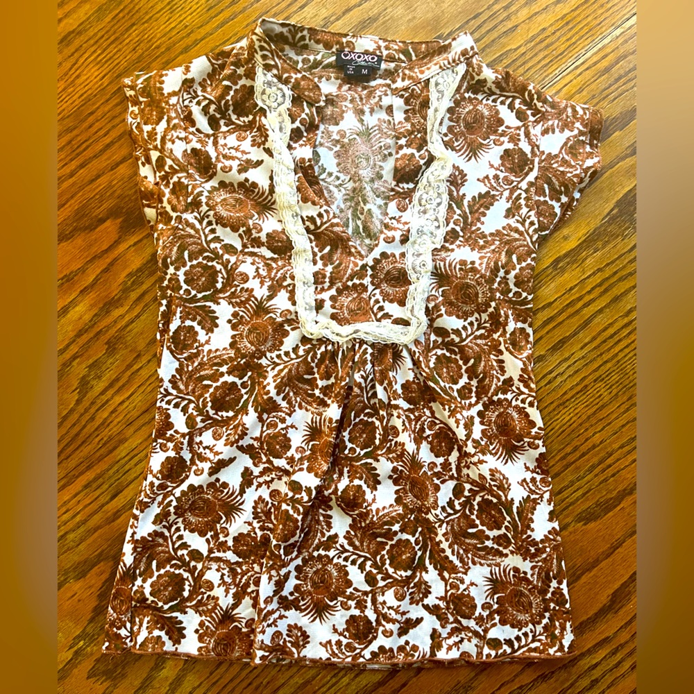 Y2K rust colored cap sleeve top